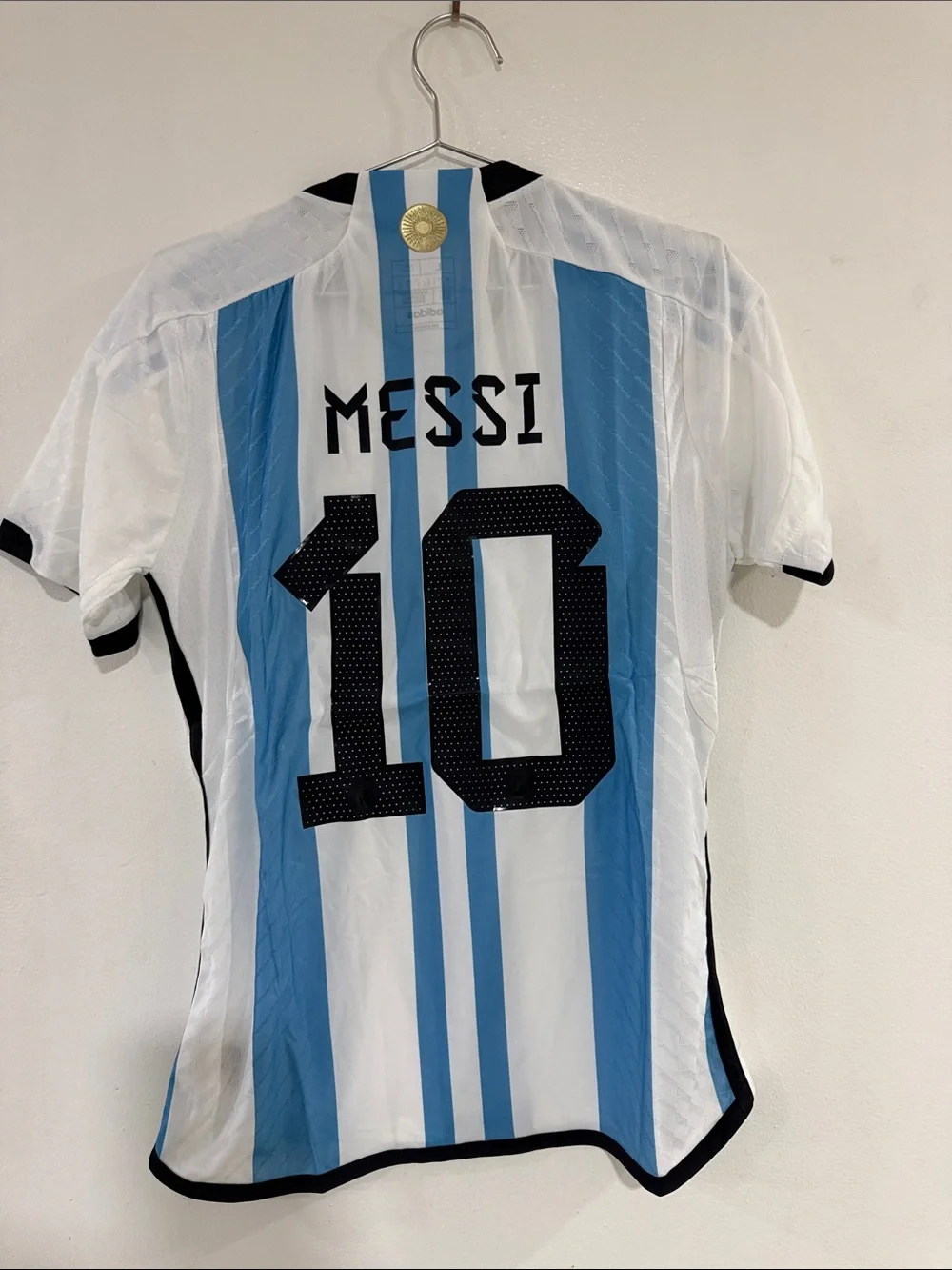 Authentic unisex  Argentina Lionel Messi #10 Soccer Jersey - White & Sky Blue